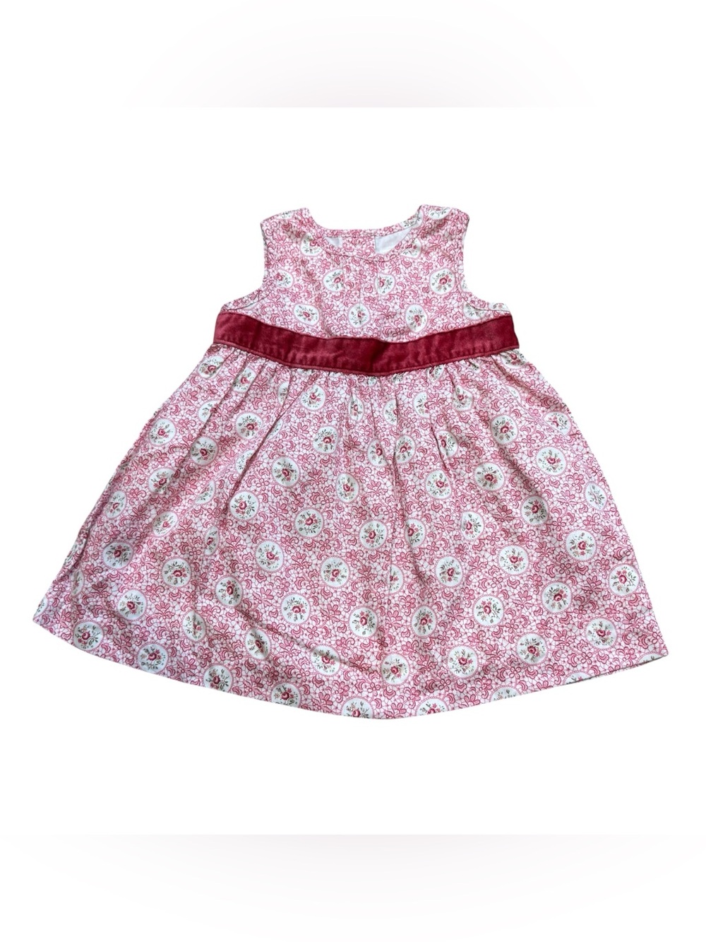Janie & Jack White and Red‎ Floral Print Infant Dress Size 0-3 Months